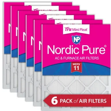 12X12X1 6 PACK ONLY MERV 11 RATED FILTER OFFERED BY NORDIC PURE FILTER ACTUAL SIZE 11.75 X 11.75 X 0 0.75 MADE IN USA