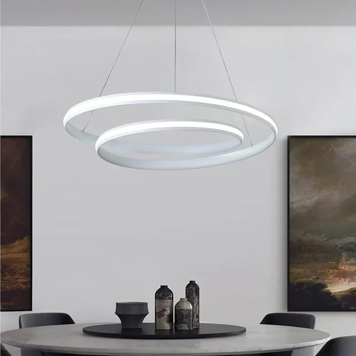 18” Spiral-shaped LED Dimmable White Modern Adjustable Pendant Lights