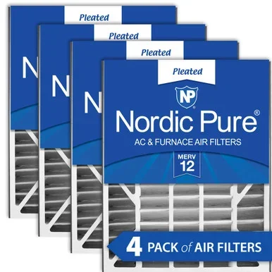 20X25X5 AB 4 PACK NORDIC PURE MERV 12 MPR 1500-1900 FILTER ACTUAL SIZE 19.75 X 24.25 X 4.88 MADE IN USA