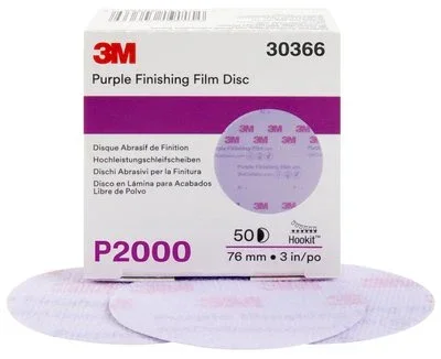 3M – 30366 Hookit Purple Finishing Film Abrasive Disc 260L 30366 3 Inch P2000 (7100122772)