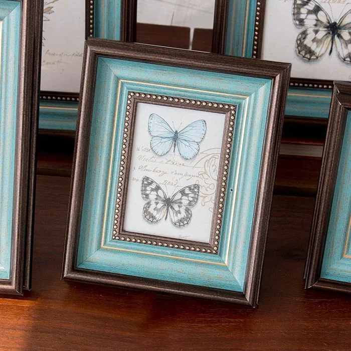 4” x 6” Rectangular Resin Blue Silver Gold Picture Frames