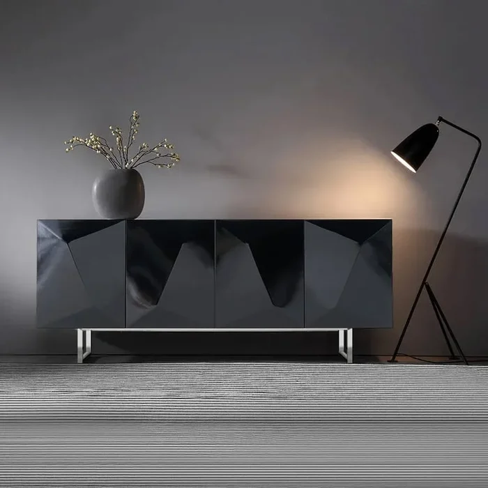 71″ Black Sideboard Cabinet with 4 Doors & Adjustable Shelves | homary