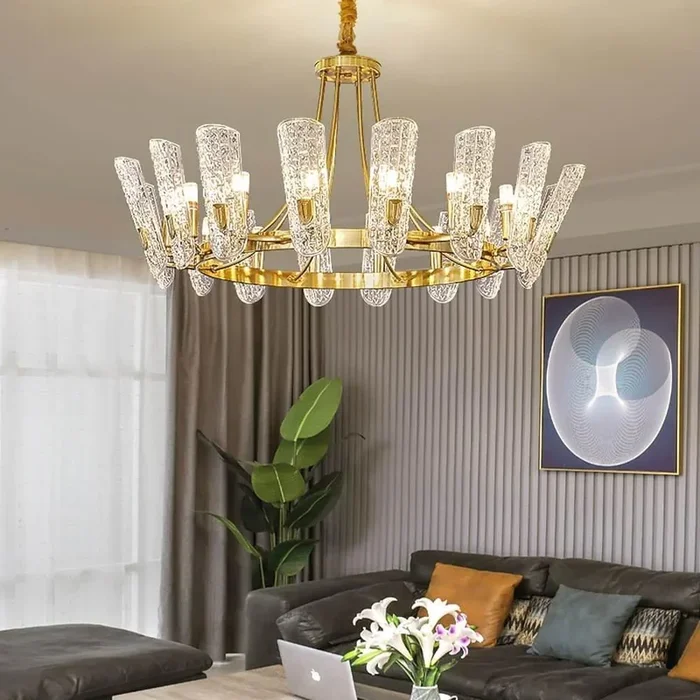 8-light LED Electroplated Metal Glass Gold Classic Chandeliers Ceiling Lights