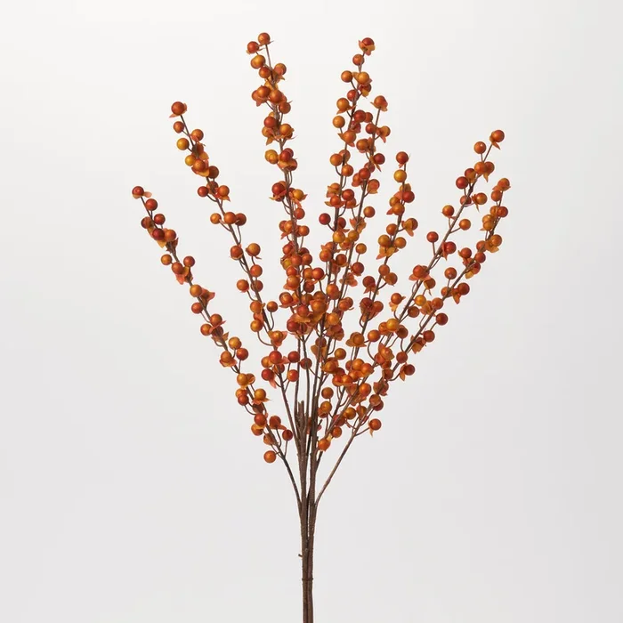 Autumn Orange Berry Cluster Spray Bundle of 3 Long Stems – 28″