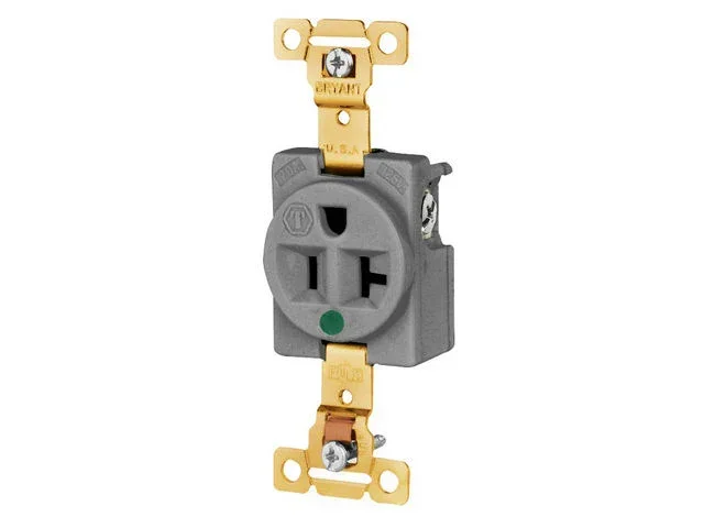 Bryant Weather Resistant Receptacles Single Straight Blade Hospital Grade 20A 125V Gray (8310GRYWR)