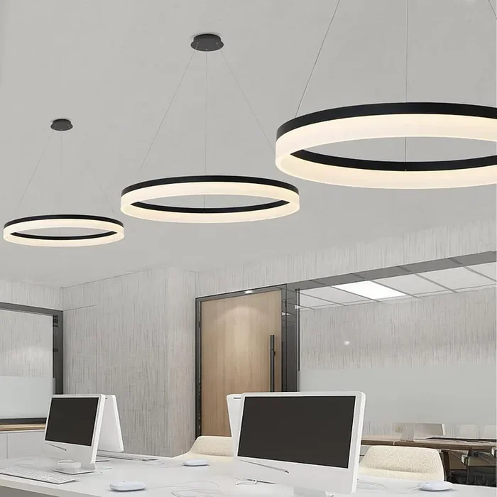 Circular Contemporary Pendant Lighting Aluminum Acrylic LED Ceiling Light