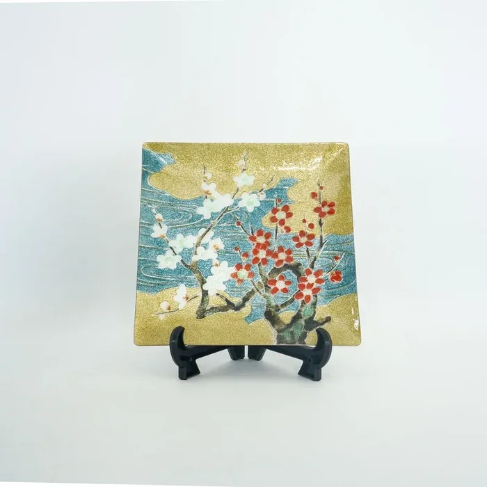 Cloisonne Decorative Plate “Red & White Plum Blossoms”