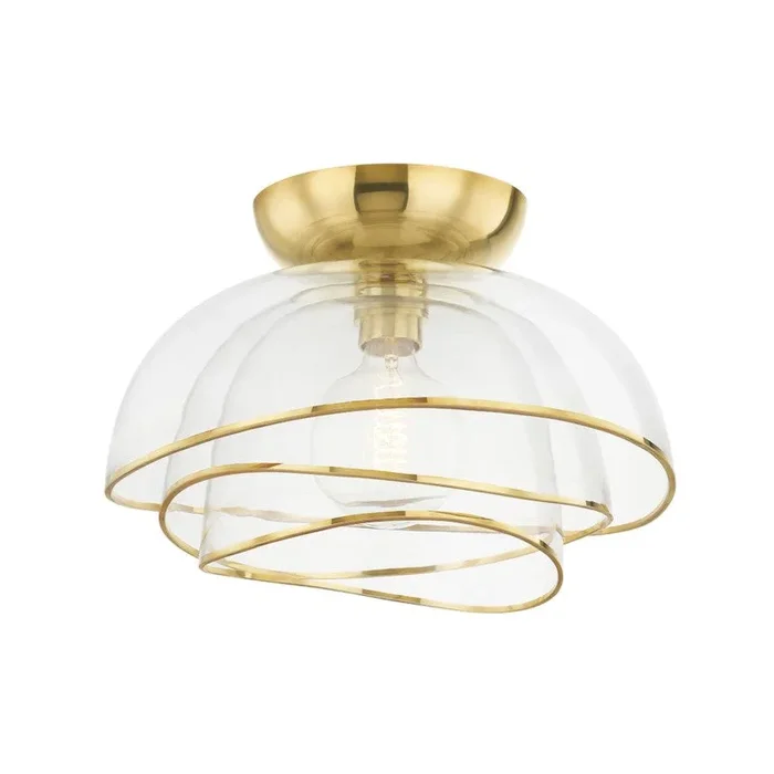 Corbett Lighting – 358-17-VPB – One Light Flush Mount – Esme – Vintage Polished Brass