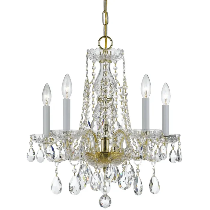 Crystorama – 1061-PB-CL-SAQ – Five Light Mini Chandelier – Traditional Crystal – Polished Brass – 1061PBCLSAQ
