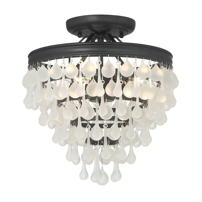 Crystorama – 130-MK-FR_CEILING – Three Light Semi Flush Mount – Calypso – Matte Black – 130MKFRCEILING