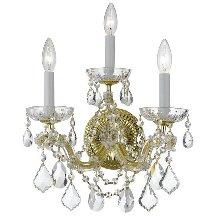 Crystorama – 4403-GD-CL-S – Three Light Wall Sconce – Maria Theresa – Gold – 4403GDCLS