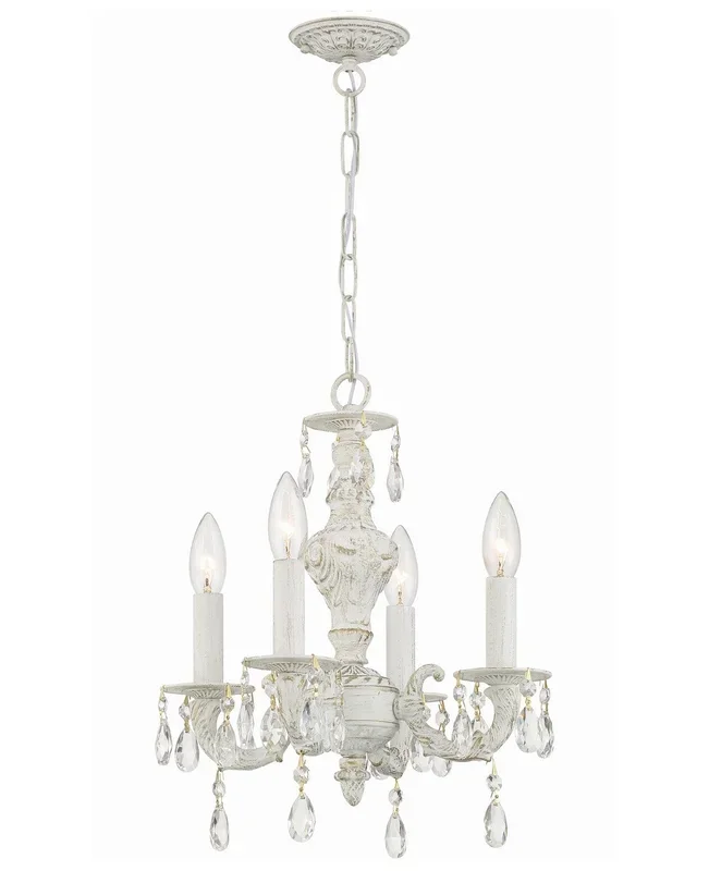 Crystorama – 5024-AW-CL-MWP – Four Light Mini Chandelier – Paris Market – Antique White – 5024AWCLMWP