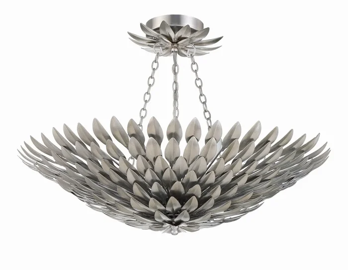 Crystorama – 517-SA_CEILING – Six Light Semi Flush Mount – Broche – Antique Silver – 517SACEILING
