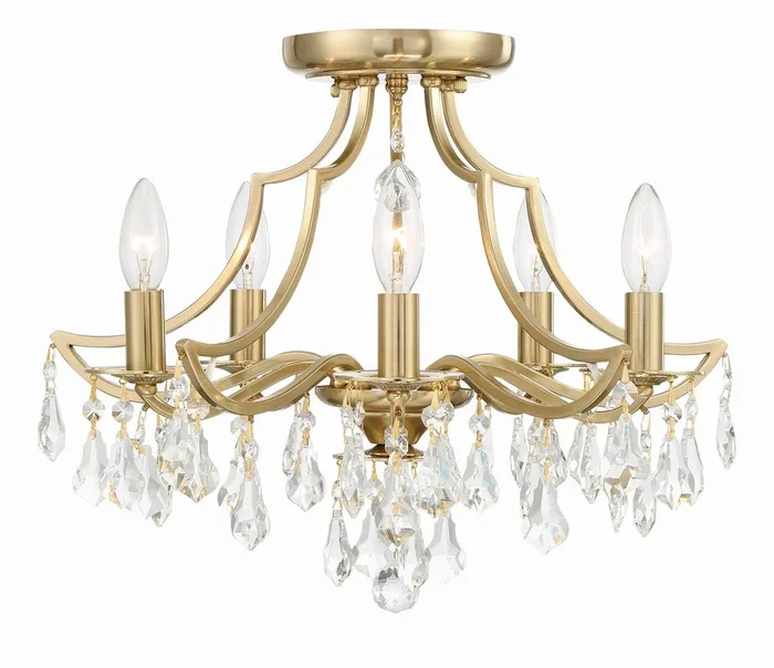 Crystorama – 5930-VG-CL-MWP – Five Light Semi Flush Mount – Cedar – Vibrant Gold – 5930VGCLMWP