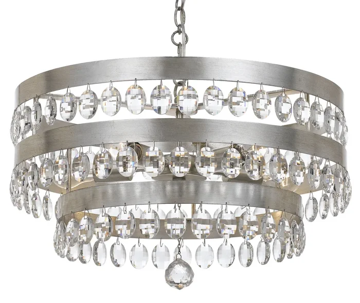 Crystorama – 6106-SA – Five Light Chandelier – Perla – Antique Silver – 6106SA