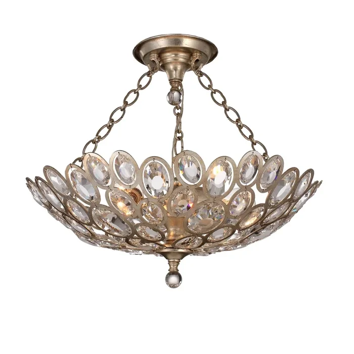 Crystorama – 7584-DT_CEILING – Three Light Semi Flush Mount – Sterling – Distressed Twilight – 7584DTCEILING