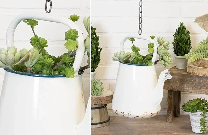 Enamel Hanging Watering Can Planter – Decor Steals