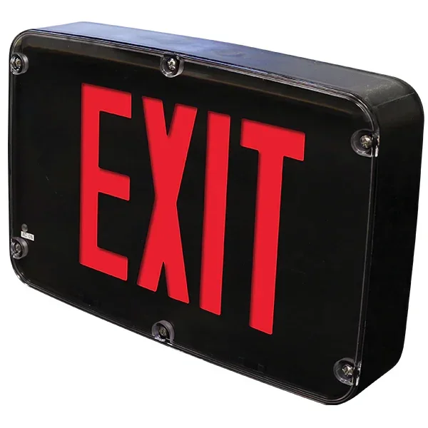 Exitronix Wet Location NEMA 4X Polycarbonate Exit NSF Rated Single-Face AC Only Red Legend Black Finish 2-Circuit Input 277Vac (NXFX-1-LB-R-BL-2CI7)
