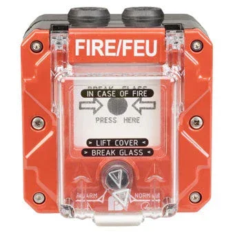 Federal Signal Call Point International Fire Break Glass M20 Red Single Screw Terminal Lift Flap ATEX/IECEx CE/UKCA SIL2 EN54-11 (CP-BG-M-R-1-FFN-00-2)