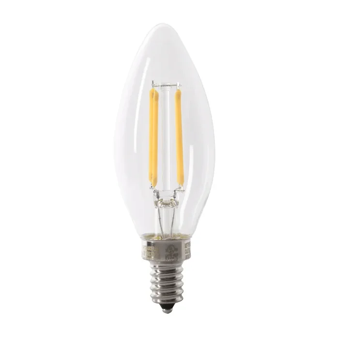 Feit Electric 3.3W [40W Equivalent] Soft White 2700K E12 Base B10 Dimmable Clear Decorative LED Filament Enhance Light Bulbs 2-Pack (BPCTC40927CA/FIL2/RP)