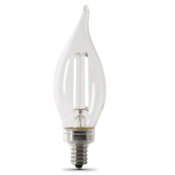 Feit Electric 3.3W [40W Equivalent] Soft White 2700K E12 Base BA10 Flame Tip Exposed White Filament LED Bulb 4-Pack (BPCFC40927CA/WFIL/4)