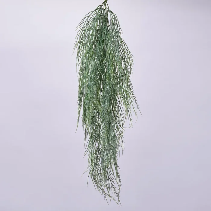 Flocked Hanging Moss Bush Wispy Faux Foliage Spray – 35″