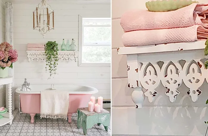French Country Distressed Wooden Shelf – Decor Steals