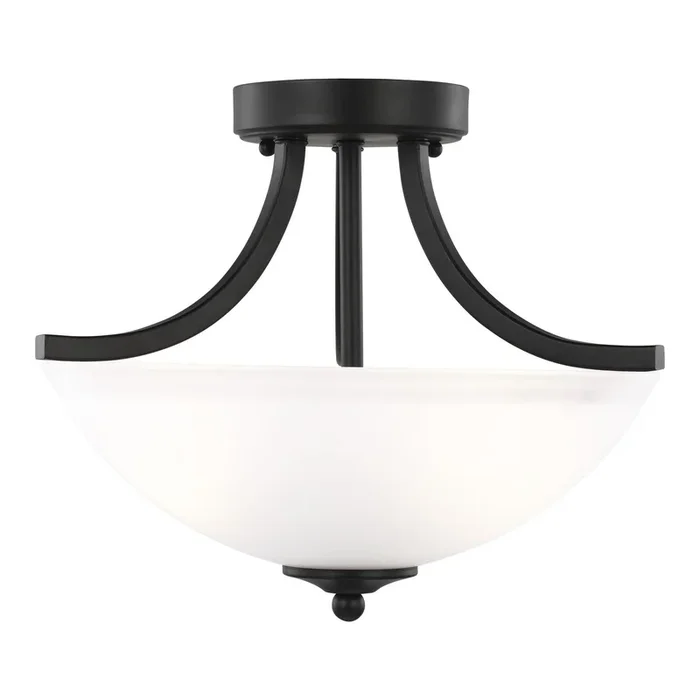 Generation Lighting – 7716502-112 – Two Light Semi-Flush Convertible Pendant – Geary – Midnight Black