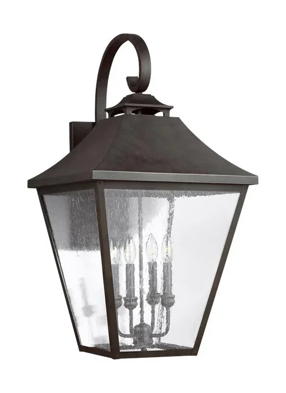 Generation Lighting Galena Extra Large Lantern Sable Finish With Clear Seeded Glass Plates (OL14405SBL)