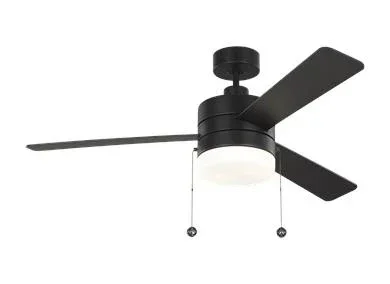 Generation Lighting Syrus 52 Inch Ceiling Fan 120V 3000K 90 CRI 800Lm Midnight Black (3SY52MBKD)