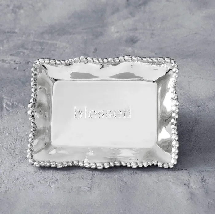 Giftables Organic Pearl Rectangular Engraved Tray – Blessed by Beatriz
