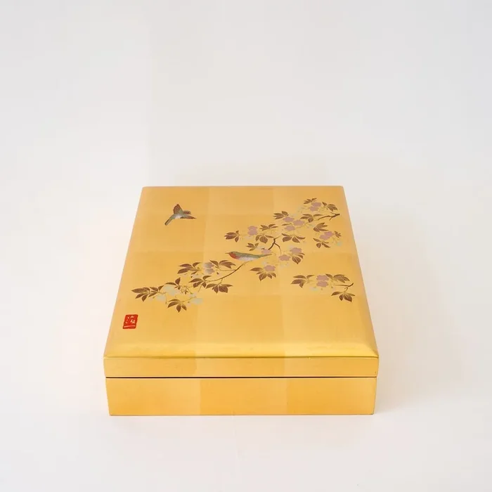 Gold Leaf Box “Flower Watching Birds”