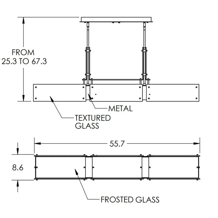 Hammerton Studio – LED Linear Suspension – Urban Loft – PLB00260CRBFG001L1