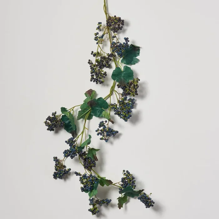 Hanging Stem Faux Blueberry Cluster Branch Spray – 57″