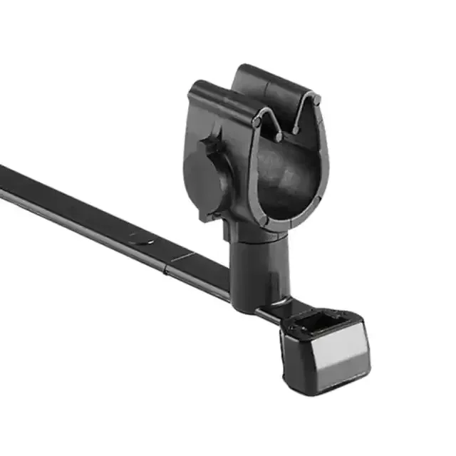 HellermannTyton MOC Clip 8mm Transverse Assembled To T50SVC Swivel Tie PA66HIRHSUV Black 1000 Per Carton (156-02252)
