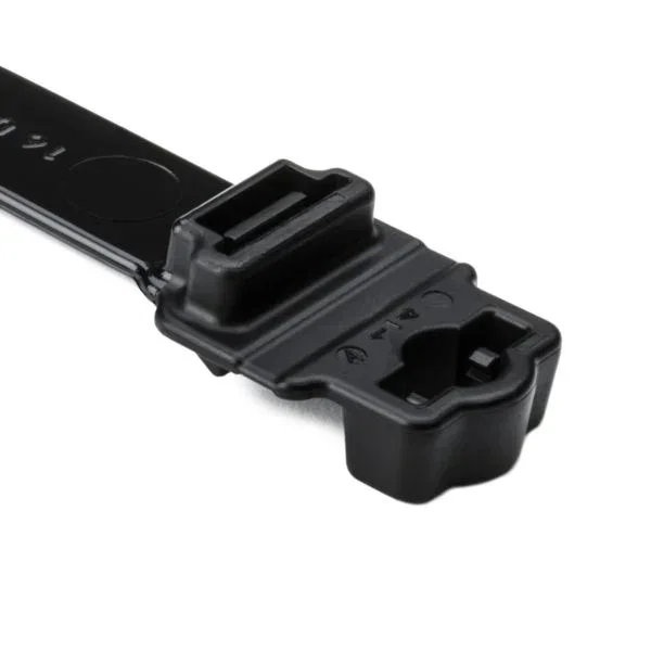 HellermannTyton Wide Strap Cable Tie With .25 Inch Stud Mount 12.7 Inch Long .5 Inch Wide PA66HIRHSUV Black 300 Per Bag (157-00401)