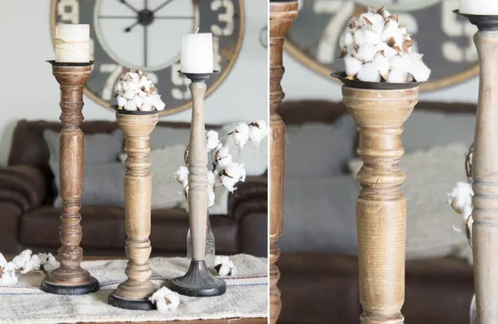 HUGE Antiqued Finish Wooden Candle Sticks Set of 3 – Decor Steals