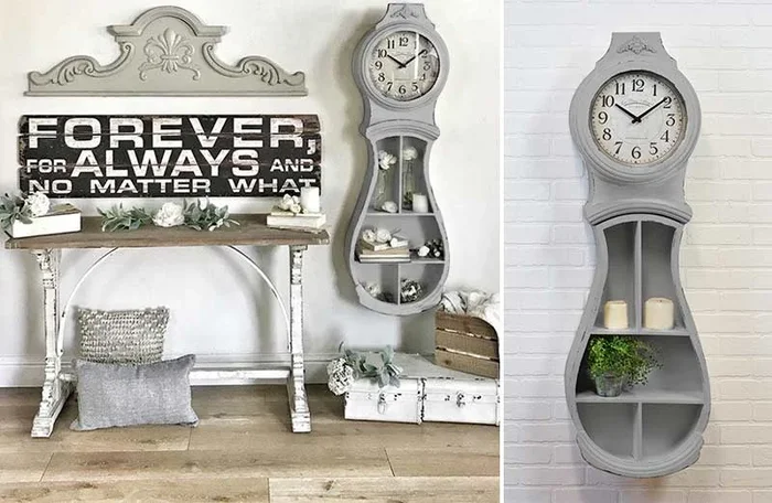 HUGE Distressed Wooden Clock Shelf – Unique Farmhouse Clocks – Decor Steals