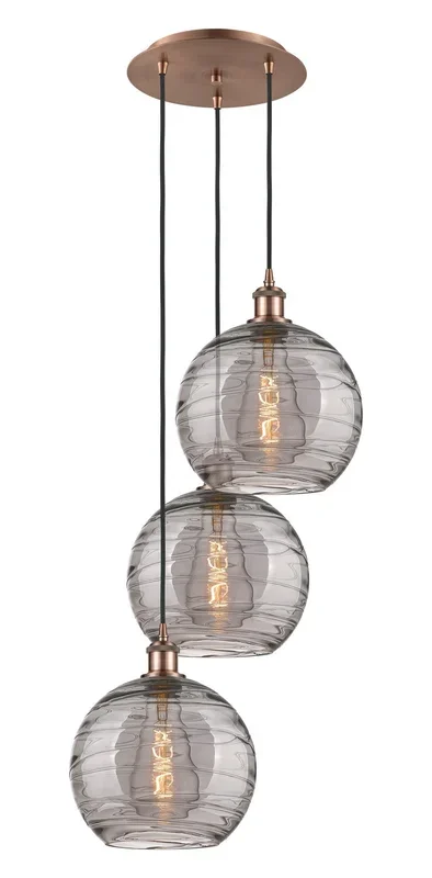 Innovations – 113B-3P-AC-G1213-10SM – Three Light Pendant – Ballston – Antique Copper