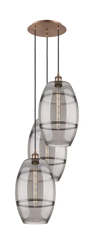 Innovations – 113B-3P-AC-G557-10SM – Three Light Pendant – Ballston – Antique Copper