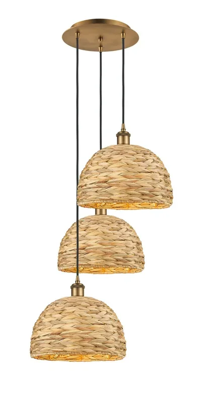 Innovations – 113B-3P-BB-RBD-12-NAT – Three Light Pendant – Ballston – Brushed Brass
