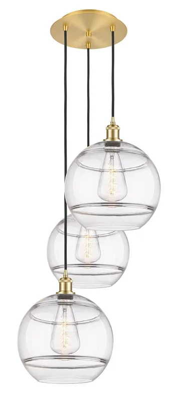 Innovations – 113B-3P-SG-G556-12CL – Three Light Pendant – Ballston – Satin Gold