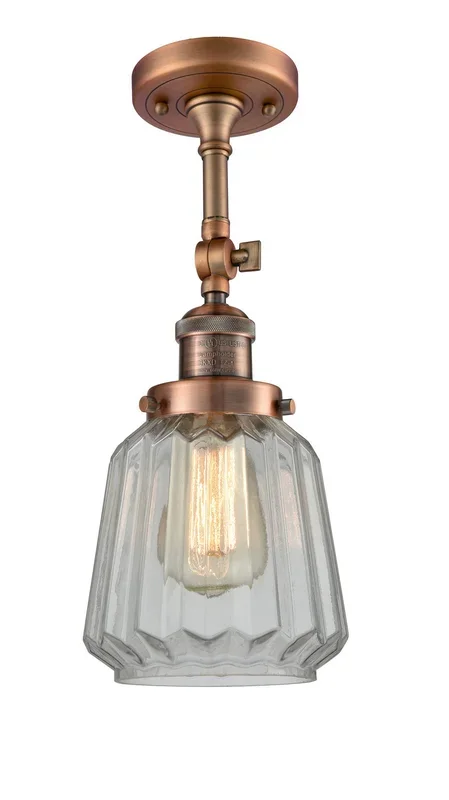 Innovations – 201F-AC-G142 – One Light Semi-Flush Mount – Franklin Restoration – Antique Copper