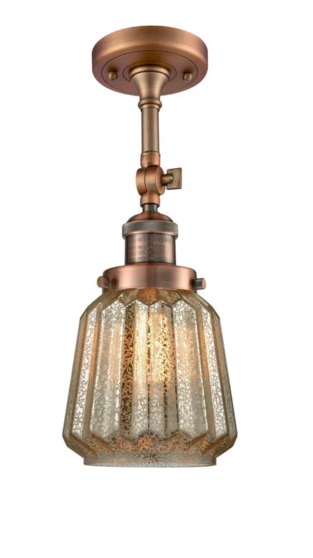 Innovations – 201F-AC-G146 – One Light Semi-Flush Mount – Franklin Restoration – Antique Copper