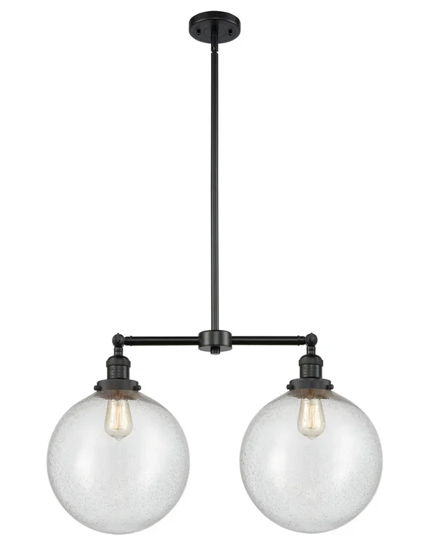 Innovations – 209-BK-G204-12 – Two Light Island Pendant – Franklin Restoration – Matte Black – 209BKG20412