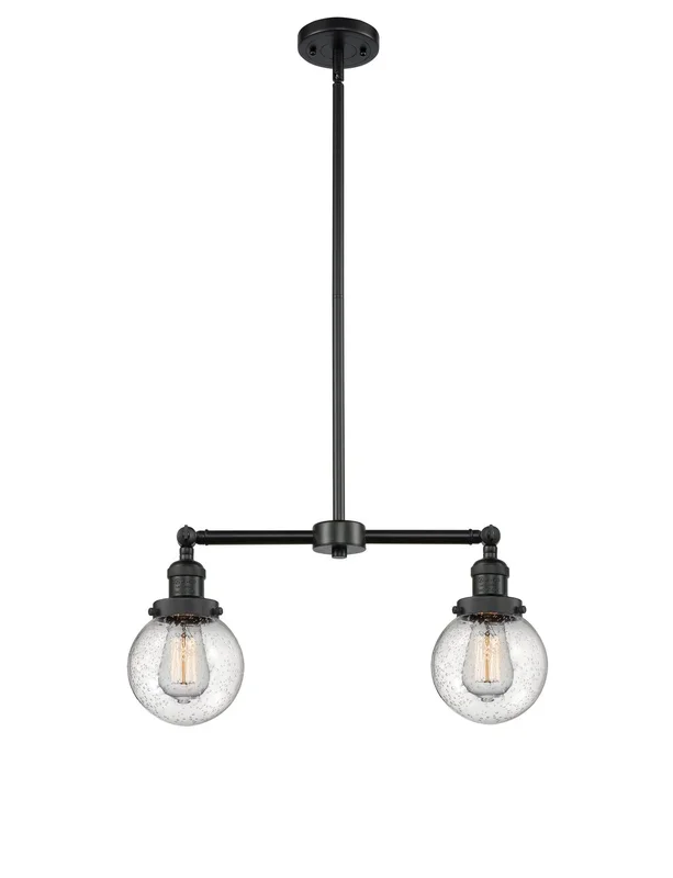 Innovations – 209-BK-G204-6-LED – LED Island Pendant – Franklin Restoration – Matte Black – 209BKG2046LED