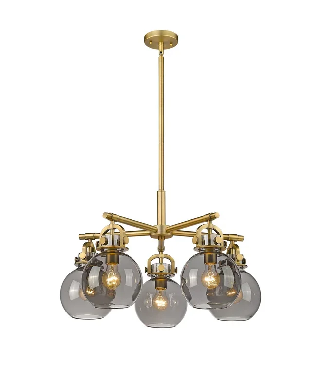 Innovations – 410-5CR-BB-G410-7SM – Five Light Chandelier – Downtown Urban – Brushed Brass – 4105CRBBG4107SM