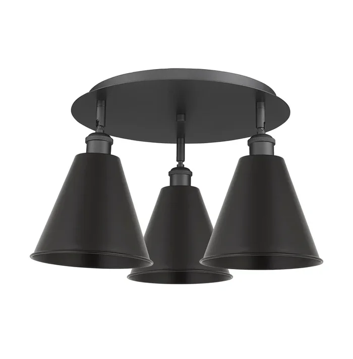 Innovations – 516-3C-BK-MBC-8-BK – Three Light Flush Mount – Ballston – Matte Black – 5163CBKMBC8BK