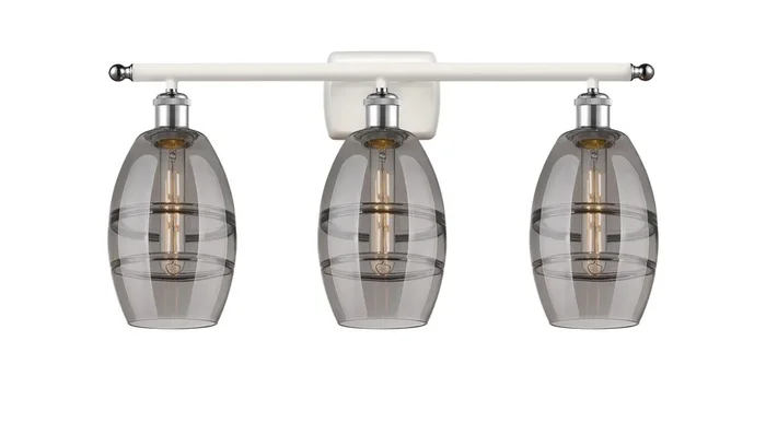 Innovations – 516-3W-WPC-G557-6SM – Three Light Bath Vanity – Ballston – White Polished Chrome – 5163WWPCG5576SM