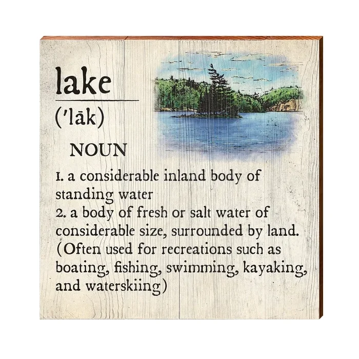 Lake Definition Wooden Sign | Wall Art Print on Real Wood | Lake House Home Decor